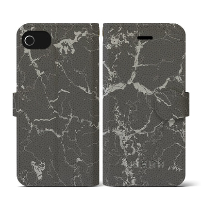 【住田（岩手県）】地図柄iPhoneケース（手帳タイプ）モノトーン・iPhone SE（第3 / 第2世代） / 8 / 7 / 6s / 6 用