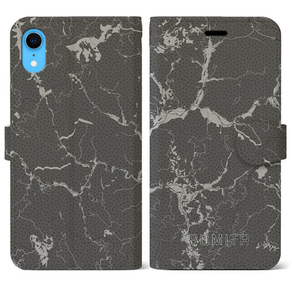 【住田（岩手県）】地図柄iPhoneケース（手帳タイプ）モノトーン・iPhone XR 用