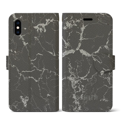 【住田（岩手県）】地図柄iPhoneケース（手帳タイプ）モノトーン・iPhone XS / X 用