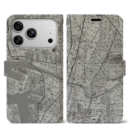 【住吉（大阪府）】地図柄iPhoneケース（手帳タイプ）