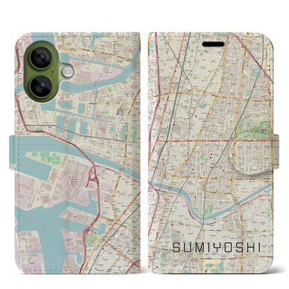 【住吉（大阪府）】地図柄iPhoneケース（手帳タイプ）