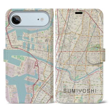 【住吉（大阪府）】地図柄iPhoneケース（手帳タイプ）