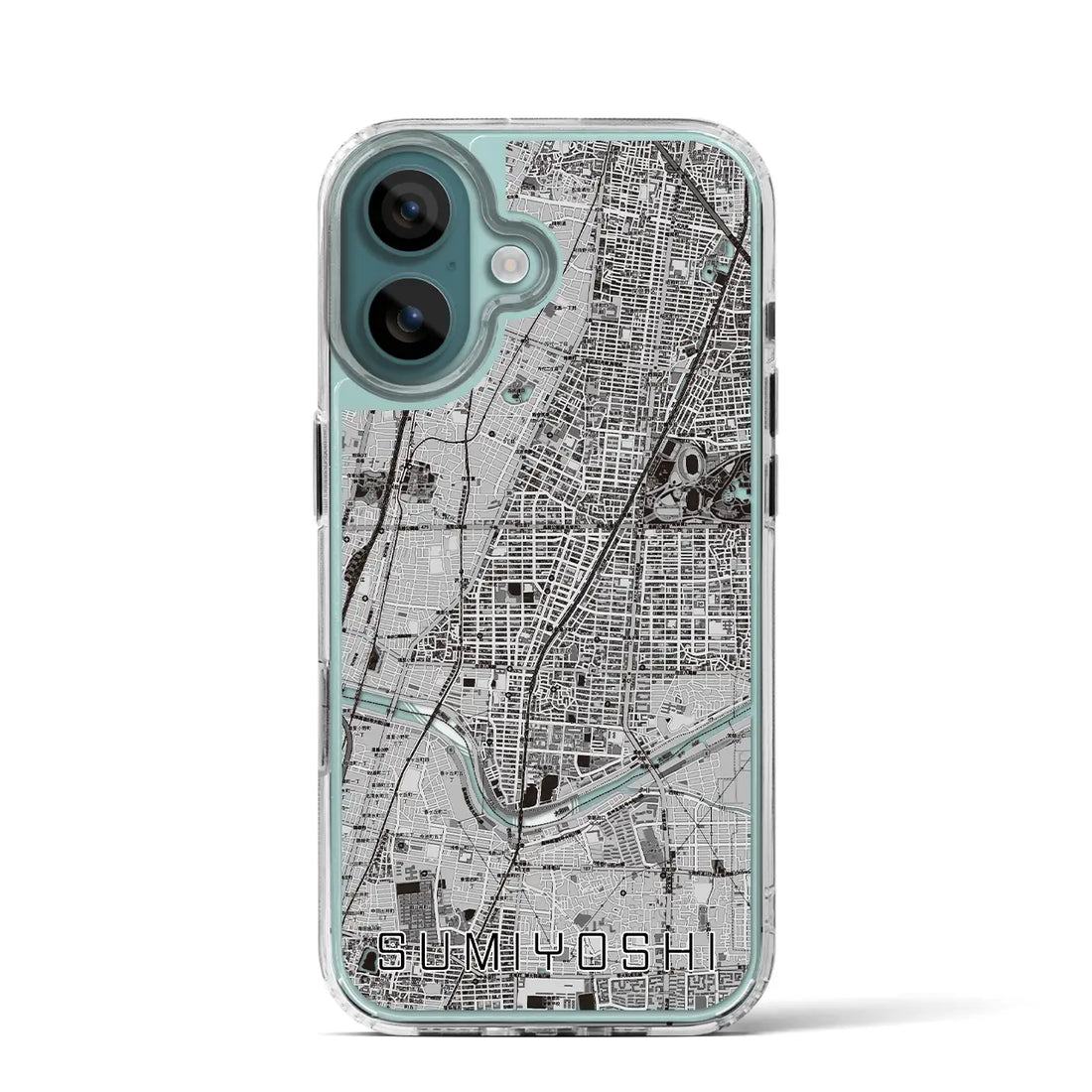 【住吉（大阪府）】地図柄iPhoneケース（MagSafeタイプ）モノトーン・iPhone 16 Pro 用