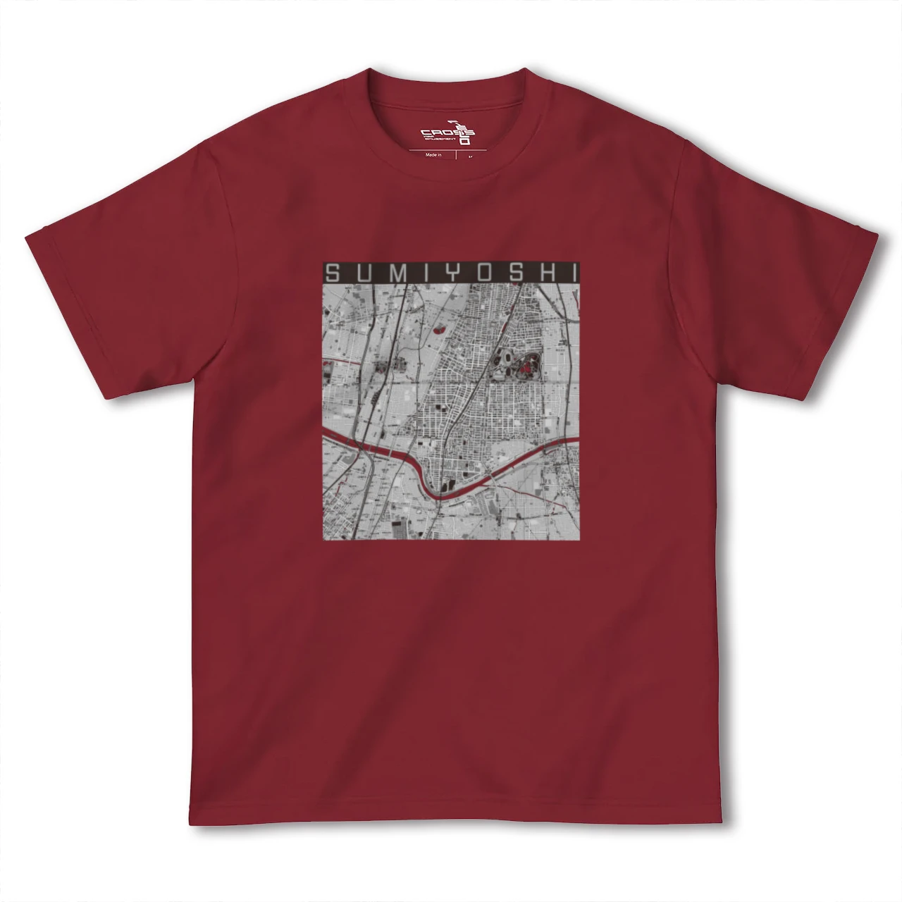 【住吉（大阪府）（大阪府）】地図柄ヘビーウェイトTシャツ