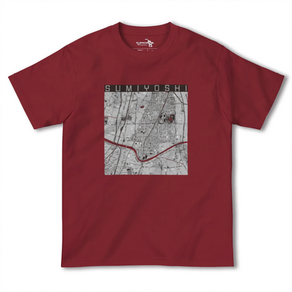 【住吉（大阪府）（大阪府）】地図柄ヘビーウェイトTシャツ