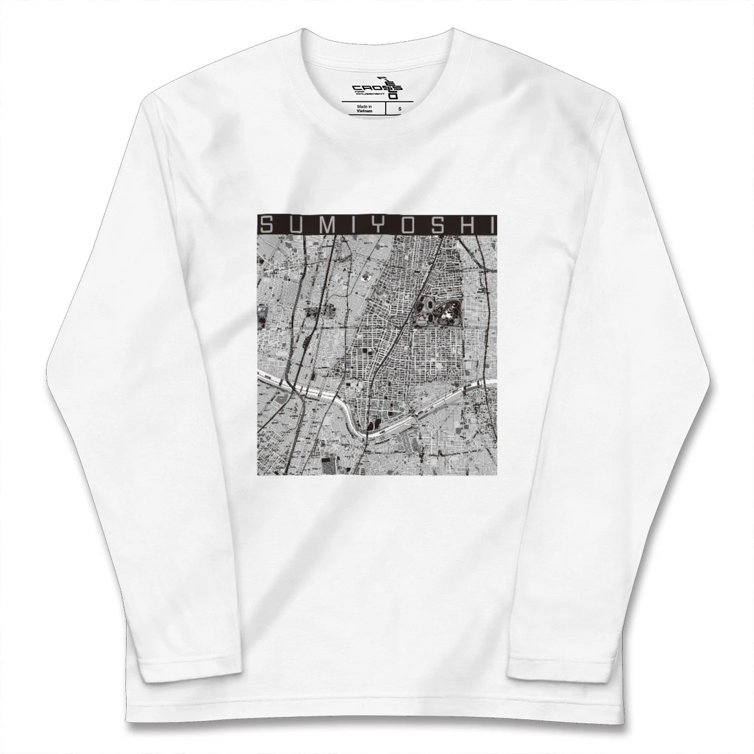 【住吉(大阪府)(大阪府)】地図柄ロングスリーブTシャツ