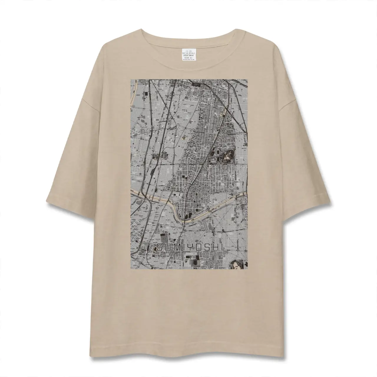 【住吉（大阪府）（大阪府）】地図柄ビッグシルエットTシャツ
