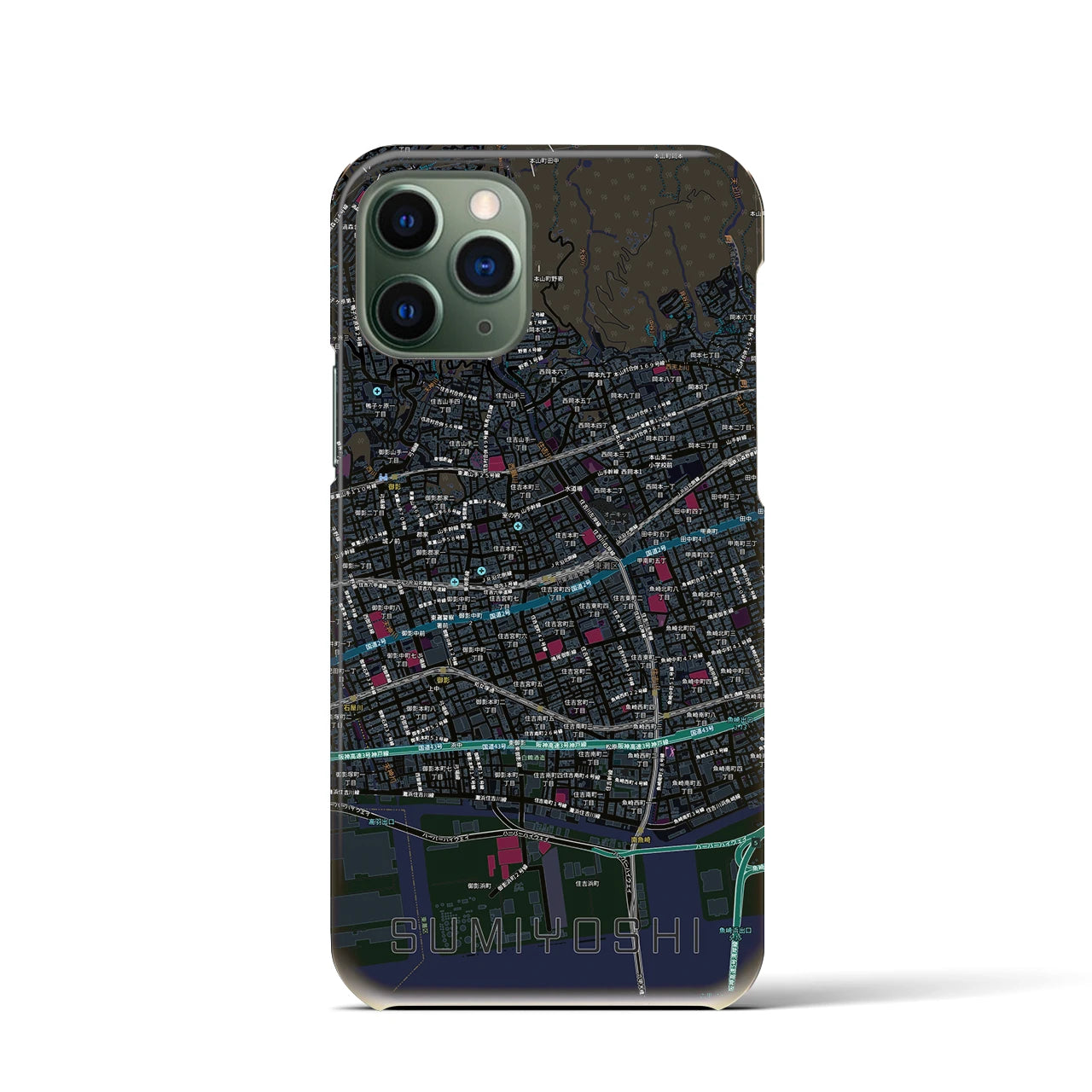 【住吉（兵庫県）】地図柄iPhoneケース（バックカバータイプ）