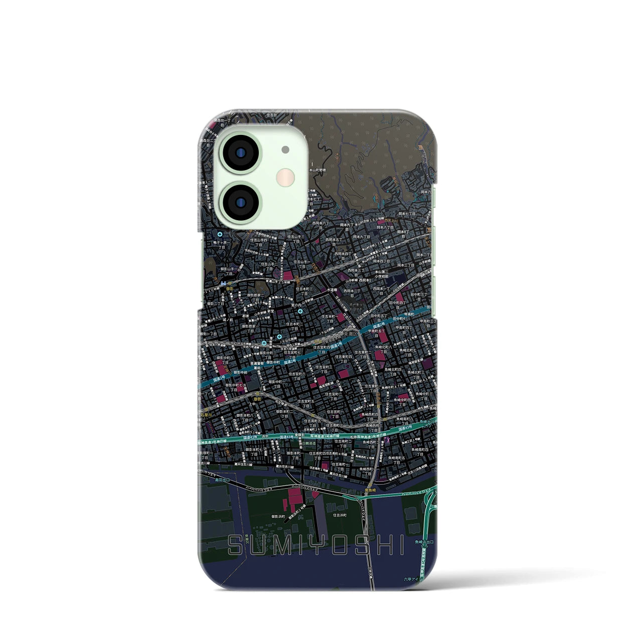 【住吉（兵庫県）】地図柄iPhoneケース（バックカバータイプ）