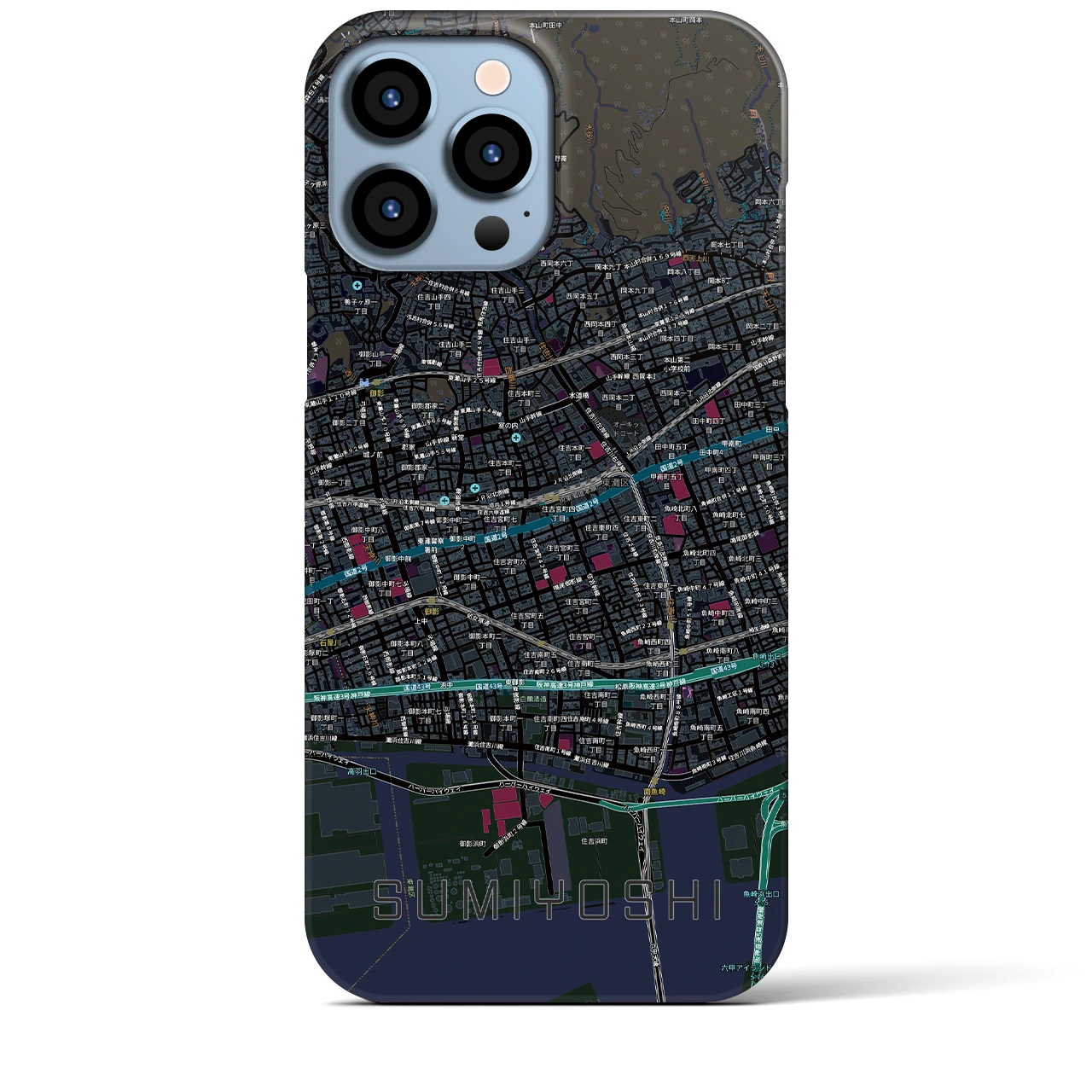 【住吉（兵庫県）】地図柄iPhoneケース（バックカバータイプ）