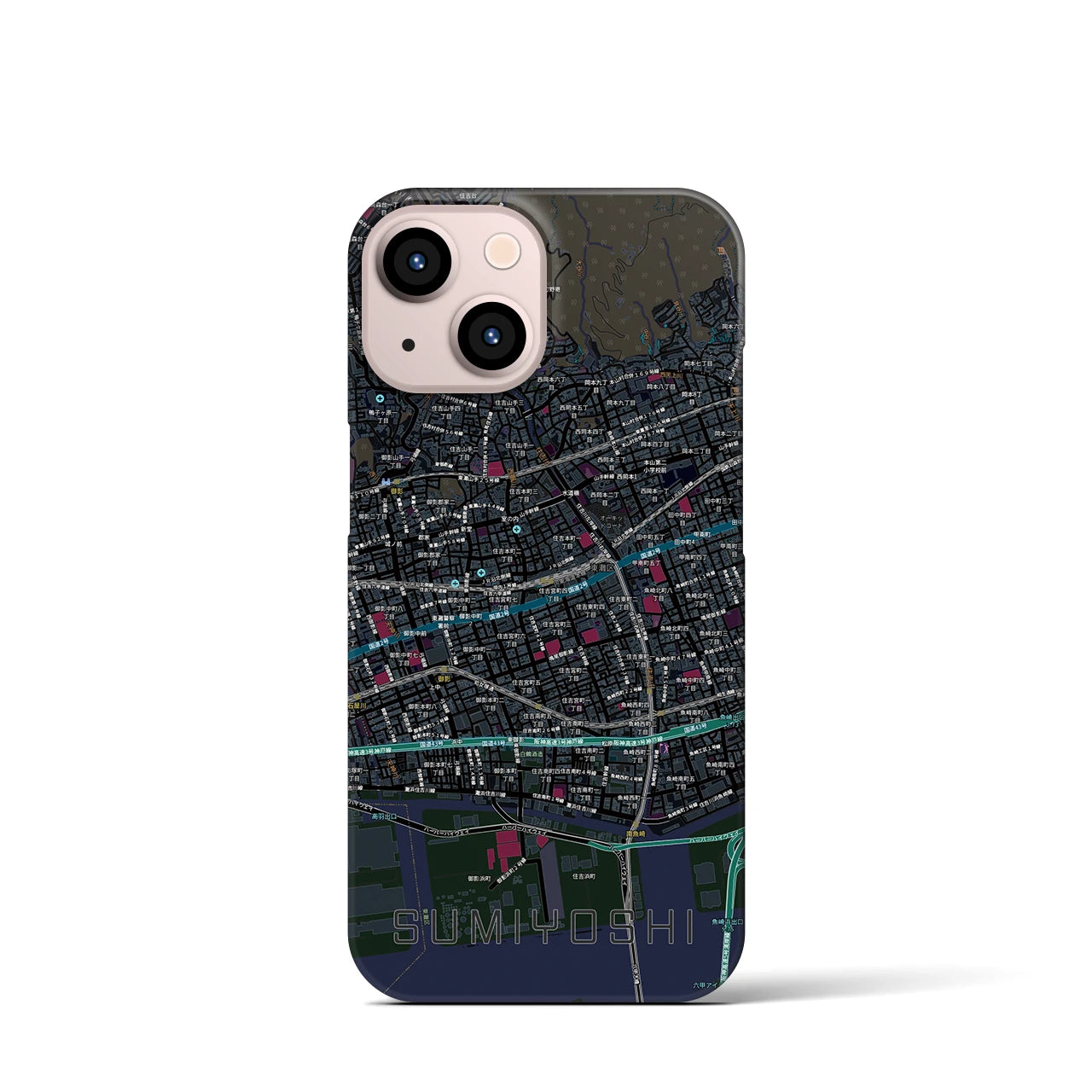 【住吉（兵庫県）】地図柄iPhoneケース（バックカバータイプ）
