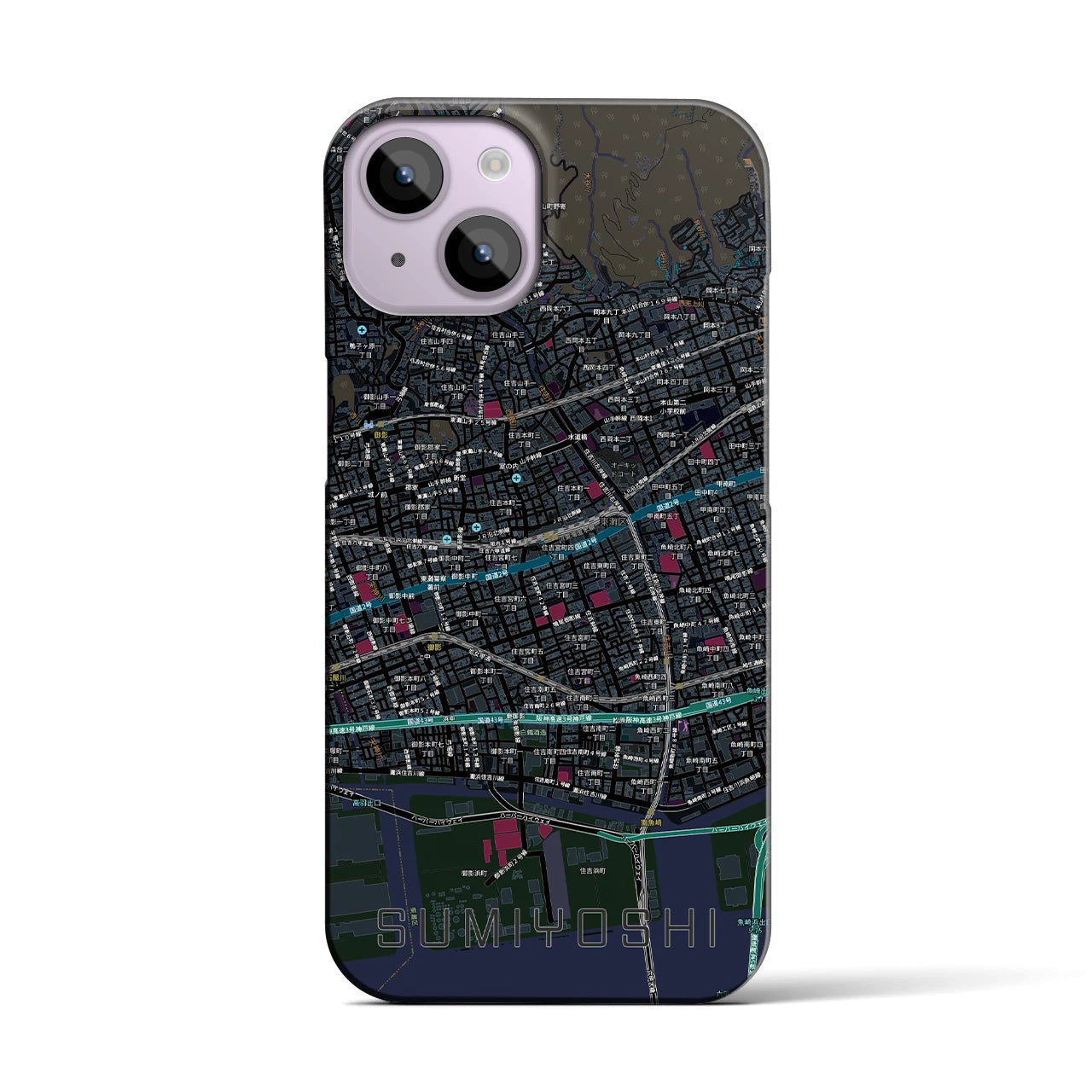 【住吉（兵庫県）】地図柄iPhoneケース（バックカバータイプ）