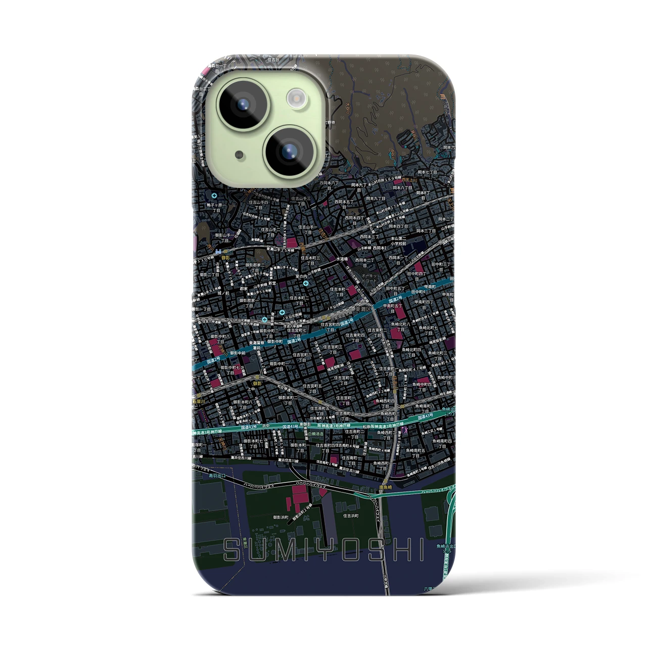 【住吉（兵庫県）】地図柄iPhoneケース（バックカバータイプ）