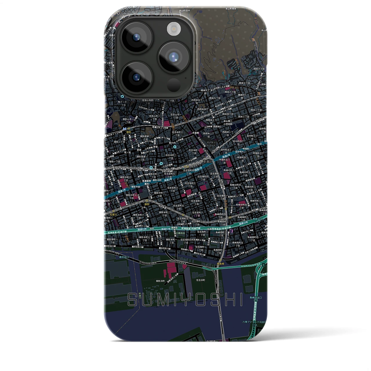 【住吉（兵庫県）】地図柄iPhoneケース（バックカバータイプ）