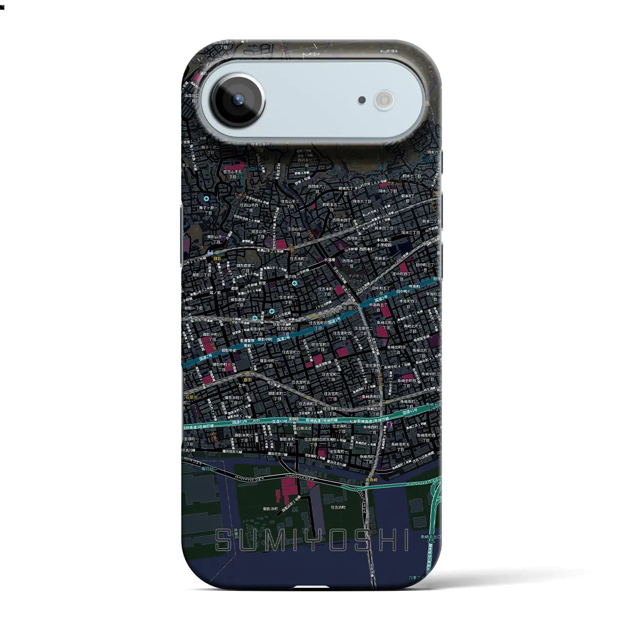 【住吉（兵庫県）】地図柄iPhoneケース（バックカバータイプ）