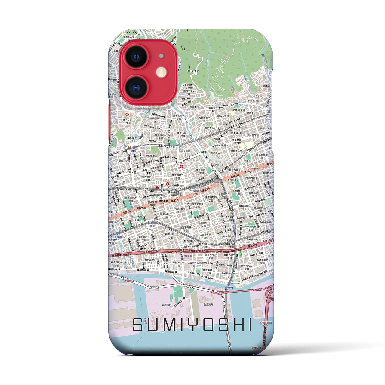 【住吉（兵庫県）】地図柄iPhoneケース（バックカバータイプ）