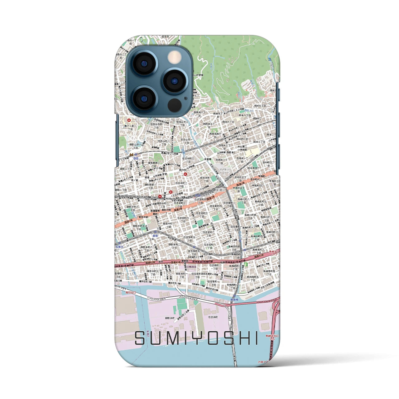 【住吉（兵庫県）】地図柄iPhoneケース（バックカバータイプ）