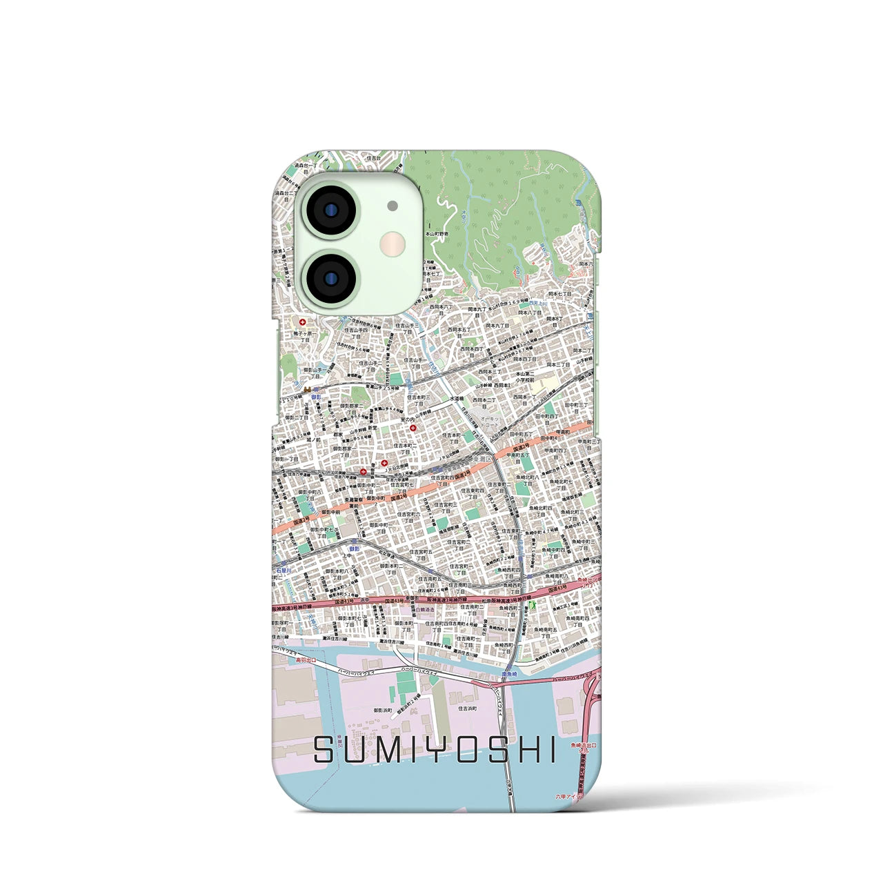 【住吉（兵庫県）】地図柄iPhoneケース（バックカバータイプ）