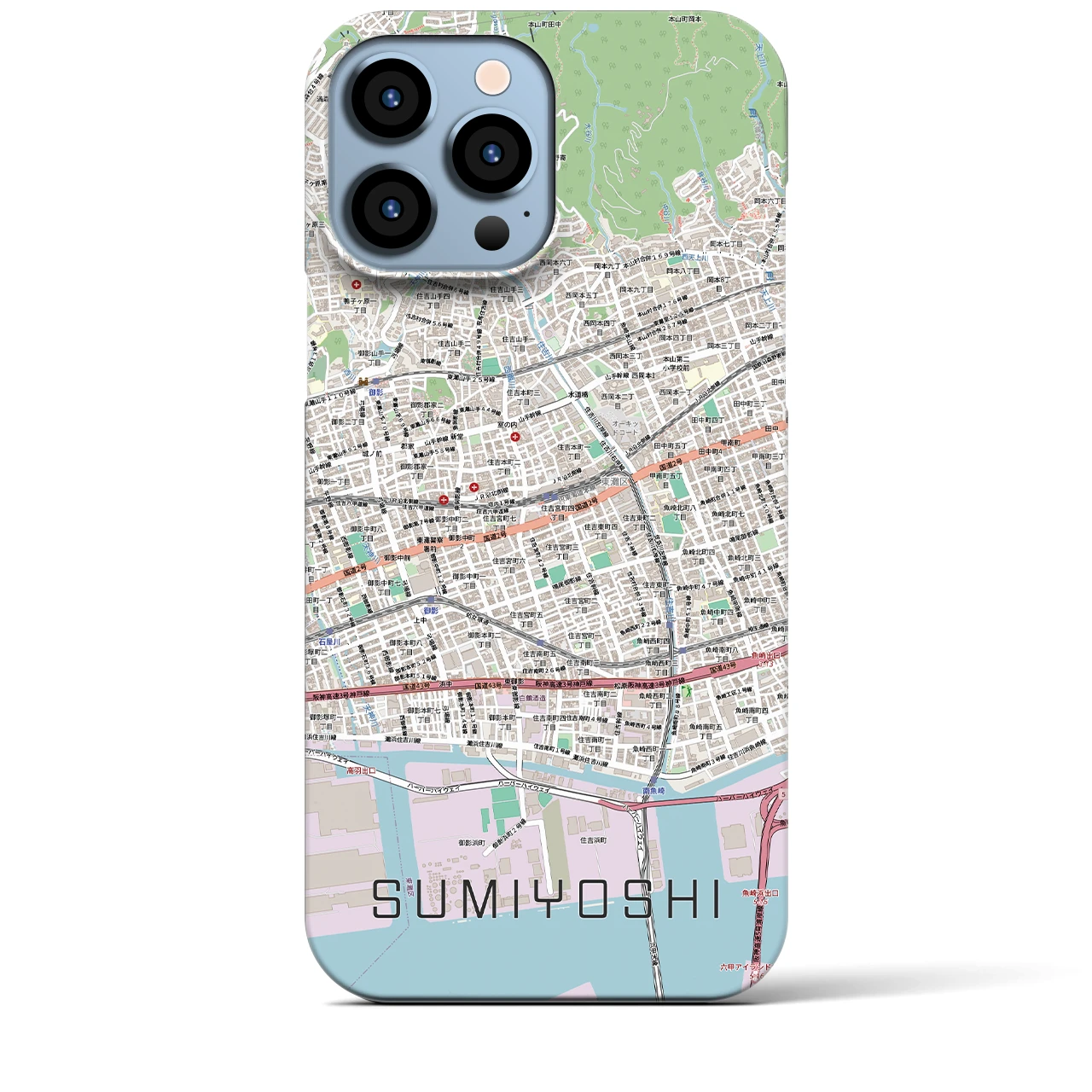 【住吉（兵庫県）】地図柄iPhoneケース（バックカバータイプ）