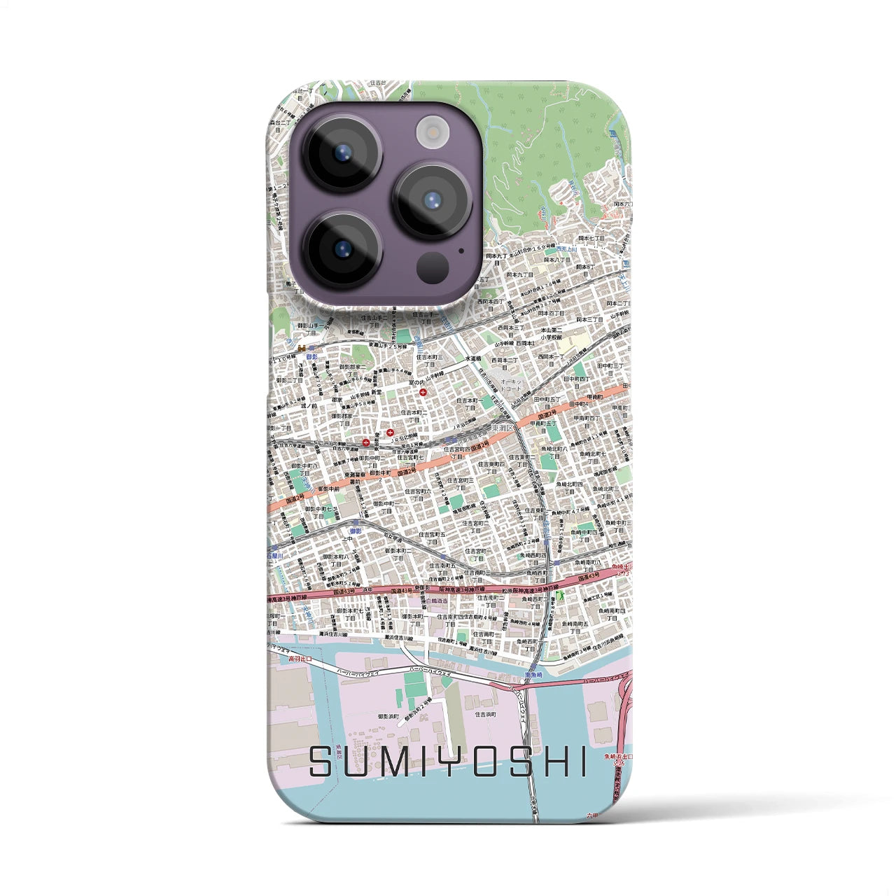 【住吉（兵庫県）】地図柄iPhoneケース（バックカバータイプ）