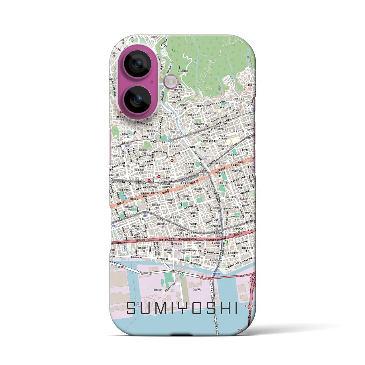 【住吉（兵庫県）】地図柄iPhoneケース（バックカバータイプ）
