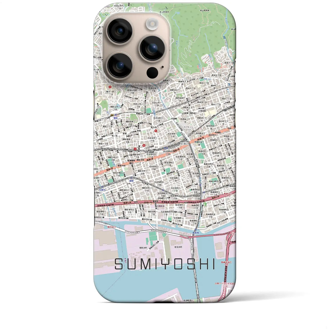 【住吉（兵庫県）】地図柄iPhoneケース（バックカバータイプ）