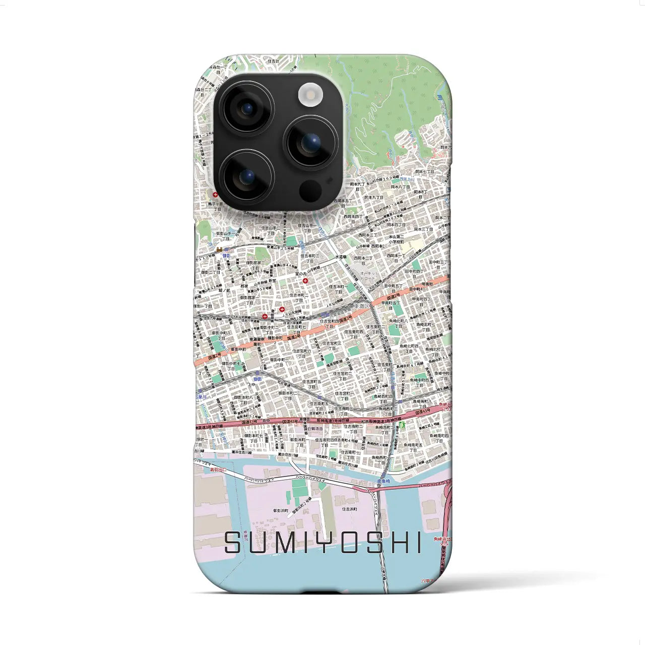 【住吉（兵庫県）】地図柄iPhoneケース（バックカバータイプ）