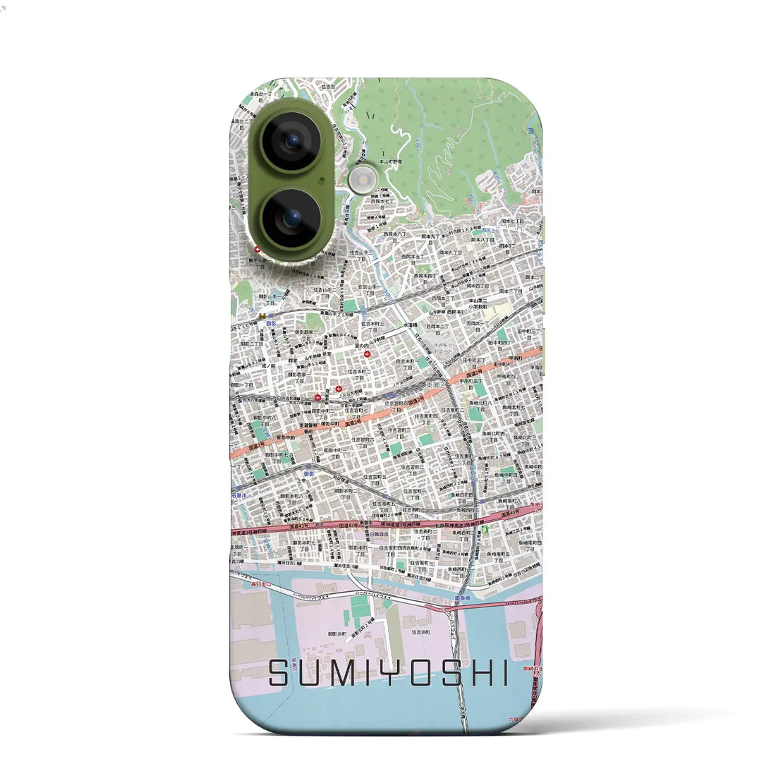 【住吉(兵庫県)】地図柄iPhoneケース(バックカバータイプ)ブラック・iPhone 17 Pro Max 用