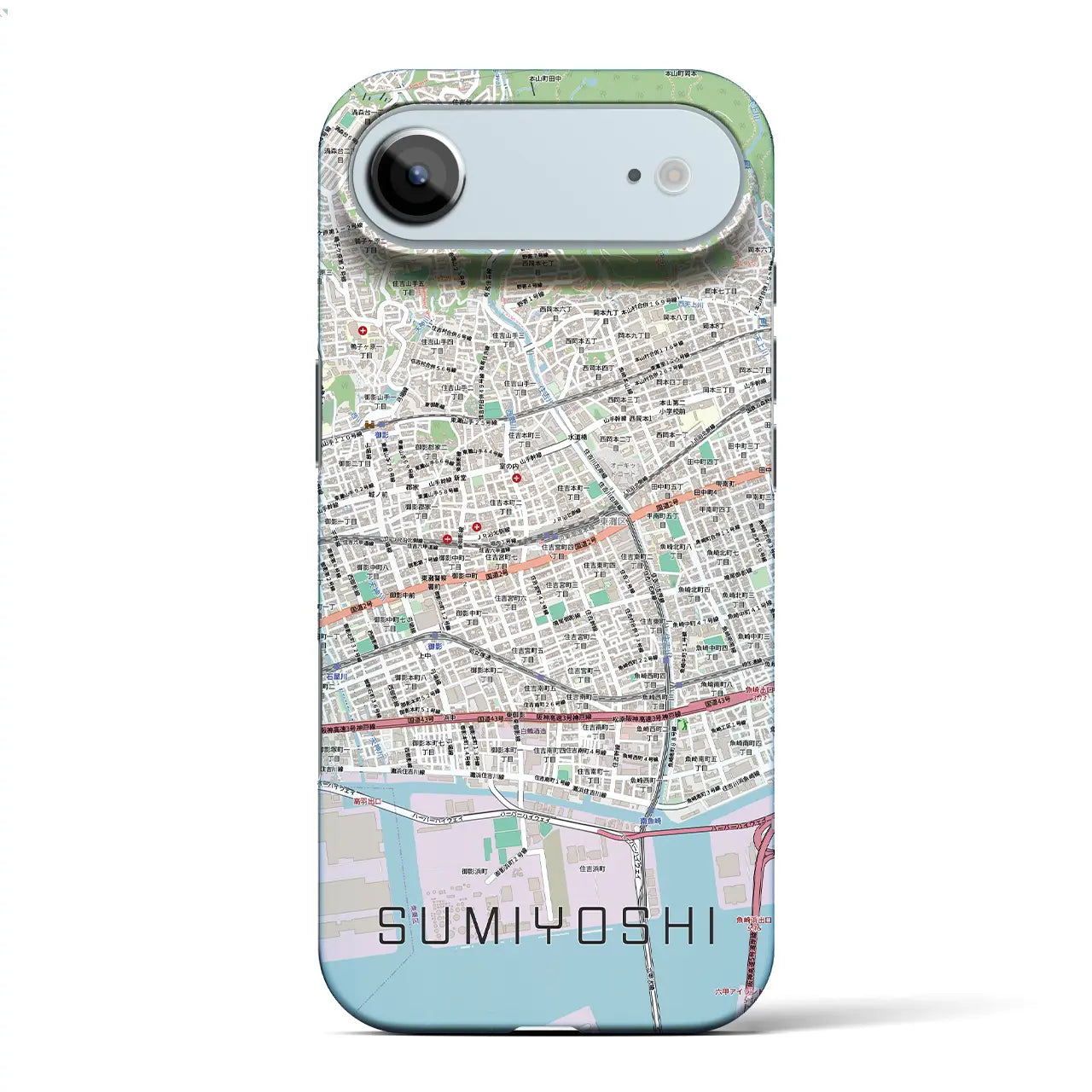 【住吉（兵庫県）】地図柄iPhoneケース（バックカバータイプ）