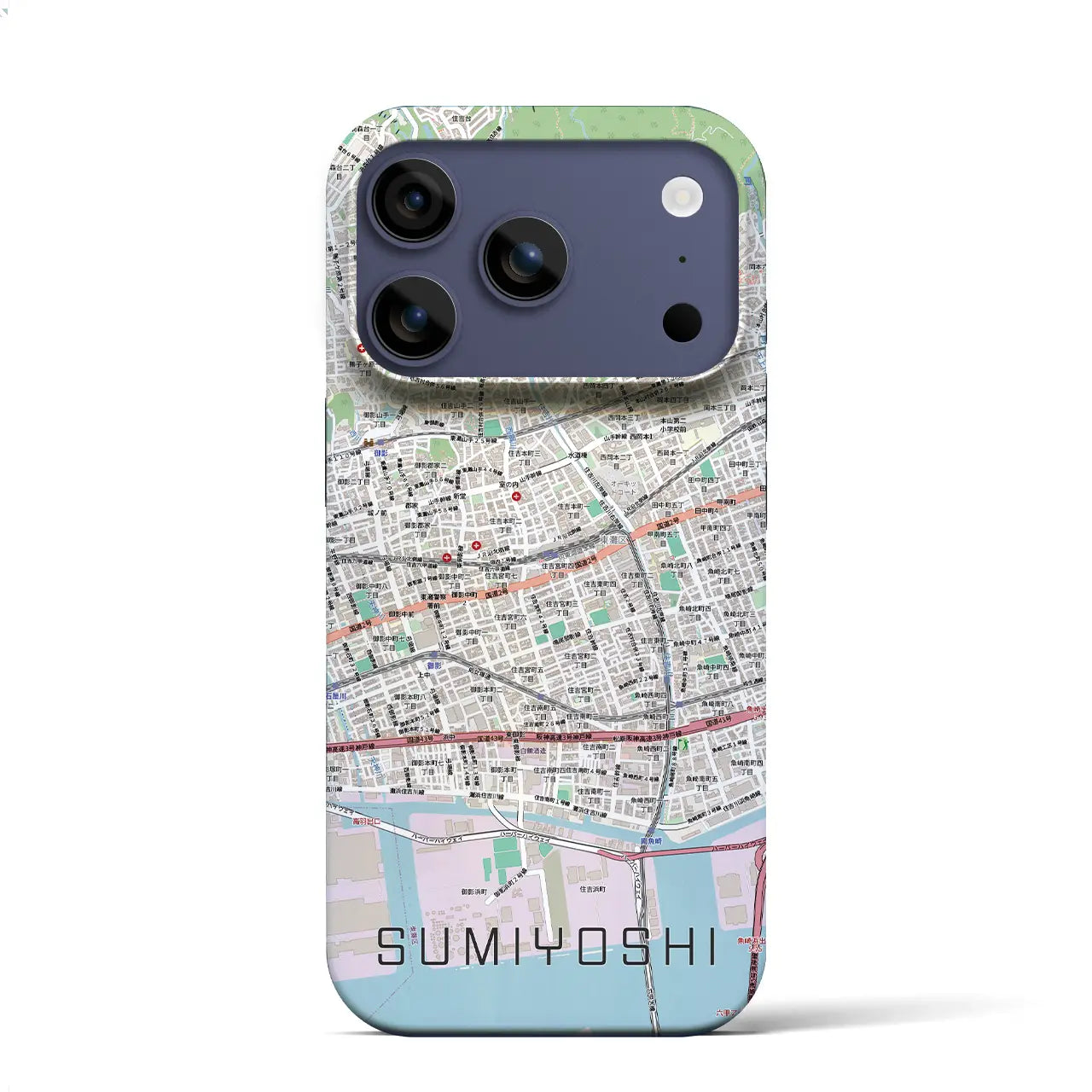 【住吉（兵庫県）】地図柄iPhoneケース（バックカバータイプ）