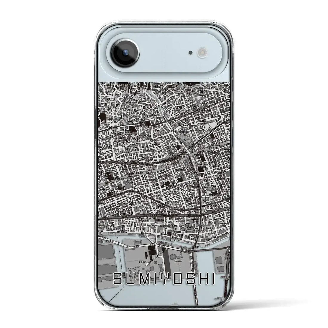 【住吉(兵庫県)】地図柄iPhoneケース(クリアタイプ)モノトーン・iPhone 17 Pro Max 用