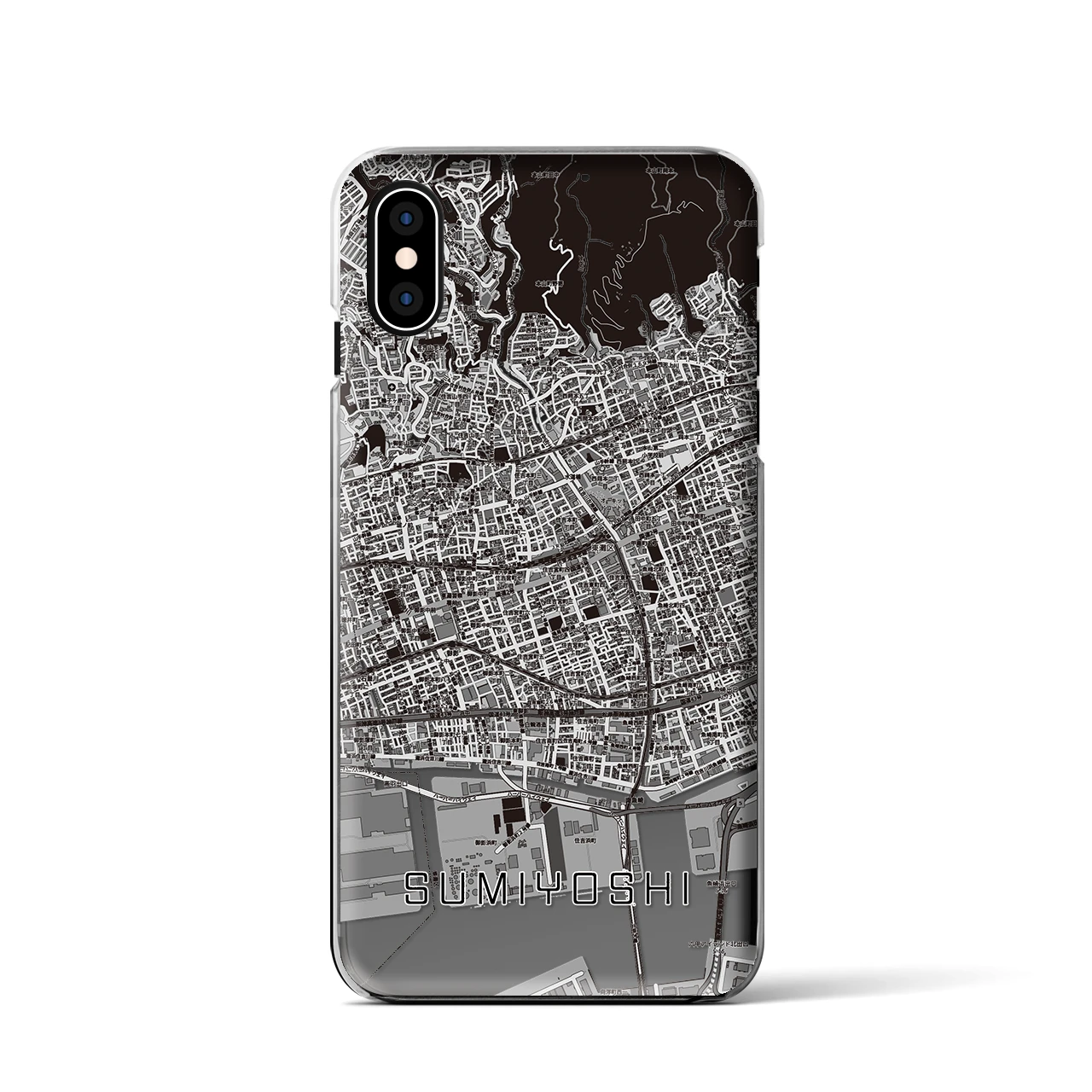【住吉（兵庫県）】地図柄iPhoneケース（クリアタイプ）