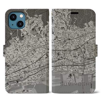 【住吉（兵庫県）】地図柄iPhoneケース（手帳タイプ）