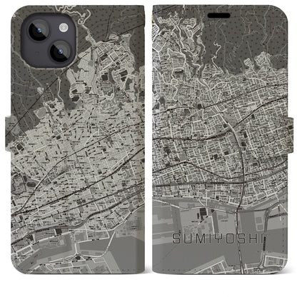 【住吉（兵庫県）】地図柄iPhoneケース（手帳タイプ）