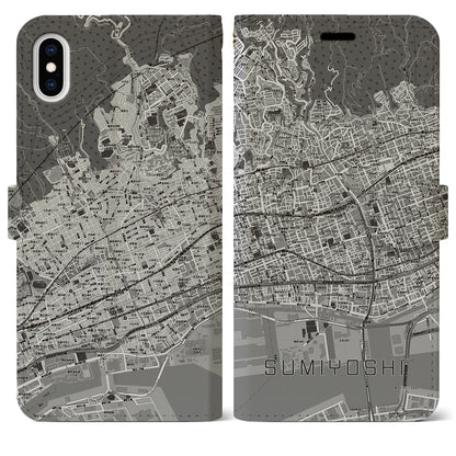 【住吉（兵庫県）】地図柄iPhoneケース（手帳タイプ）