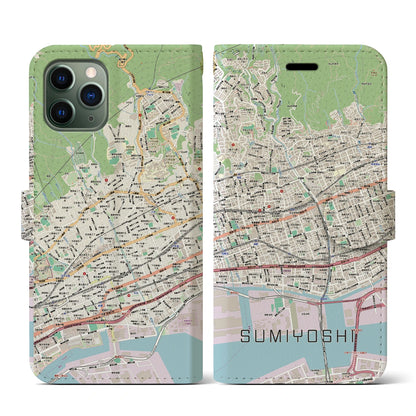 【住吉（兵庫県）】地図柄iPhoneケース（手帳タイプ）