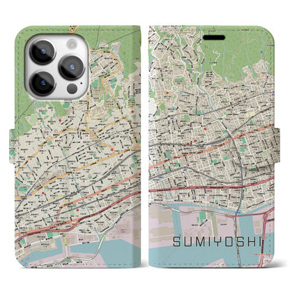 【住吉（兵庫県）】地図柄iPhoneケース（手帳タイプ）