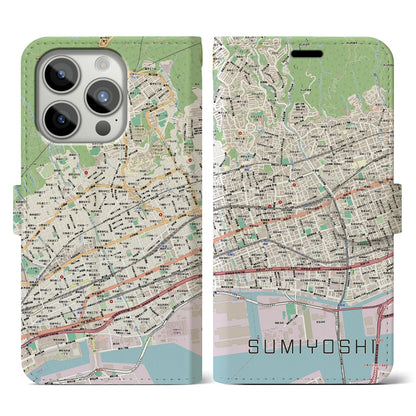 【住吉（兵庫県）】地図柄iPhoneケース（手帳タイプ）