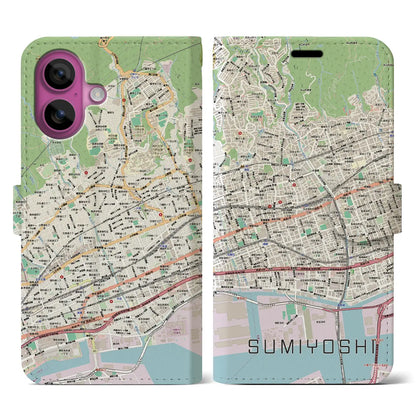 【住吉（兵庫県）】地図柄iPhoneケース（手帳タイプ）