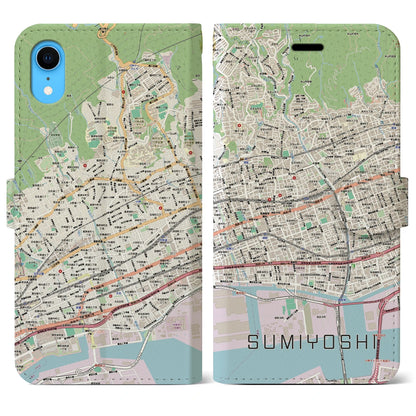【住吉（兵庫県）】地図柄iPhoneケース（手帳タイプ）