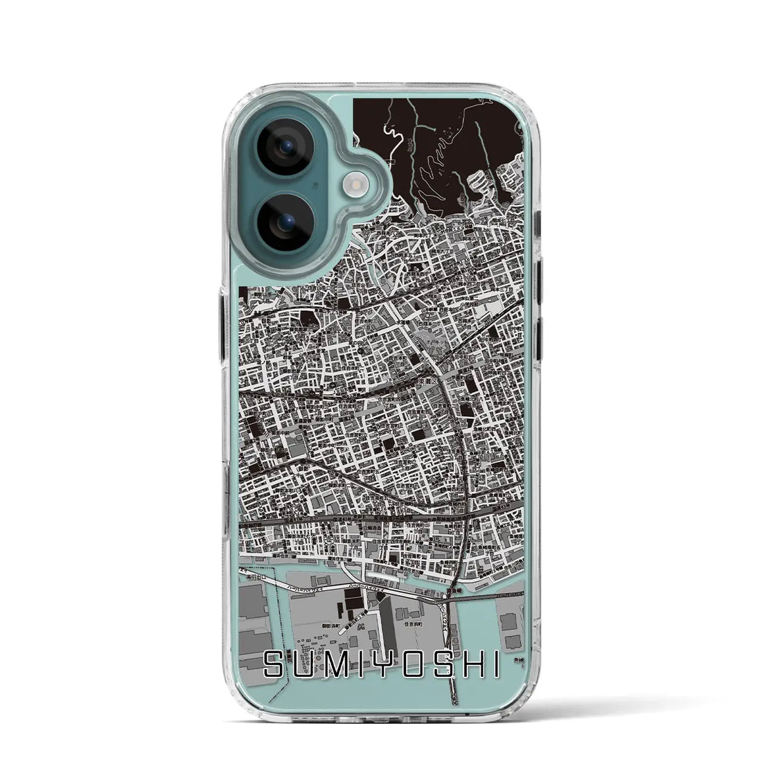 【住吉（兵庫県）】地図柄iPhoneケース（MagSafeタイプ）モノトーン・iPhone 16 Pro 用