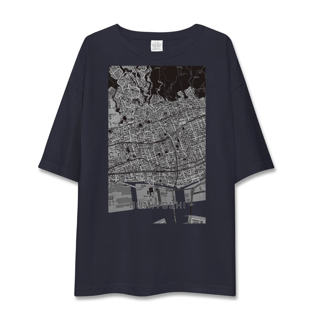 【住吉(兵庫県)(兵庫県)】地図柄ビッグシルエットTシャツ