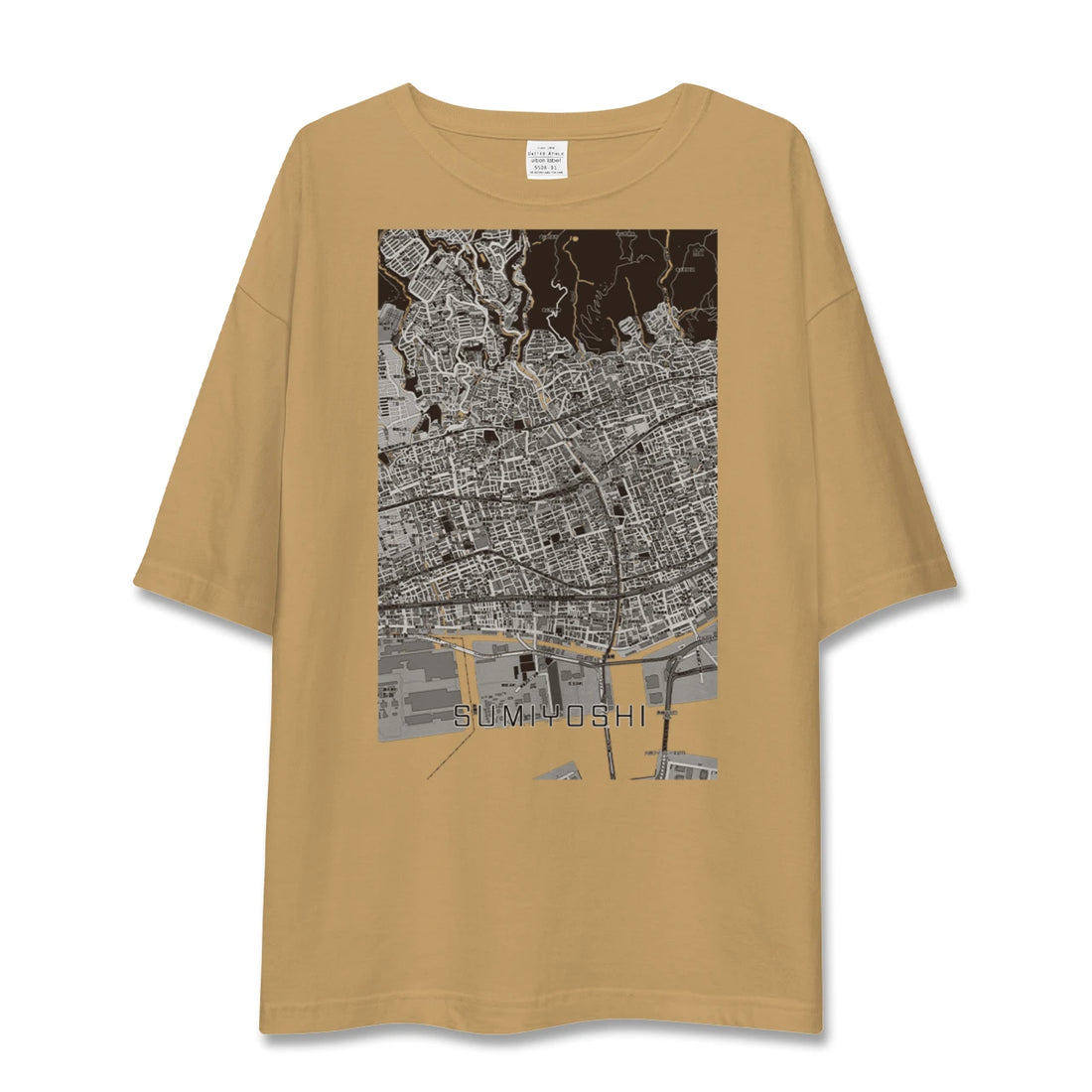 【住吉(兵庫県)(兵庫県)】地図柄ビッグシルエットTシャツ