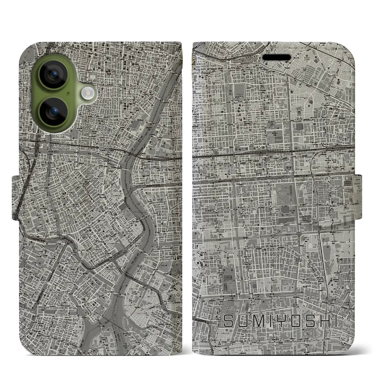 【住吉（東京都）】地図柄iPhoneケース（手帳タイプ）