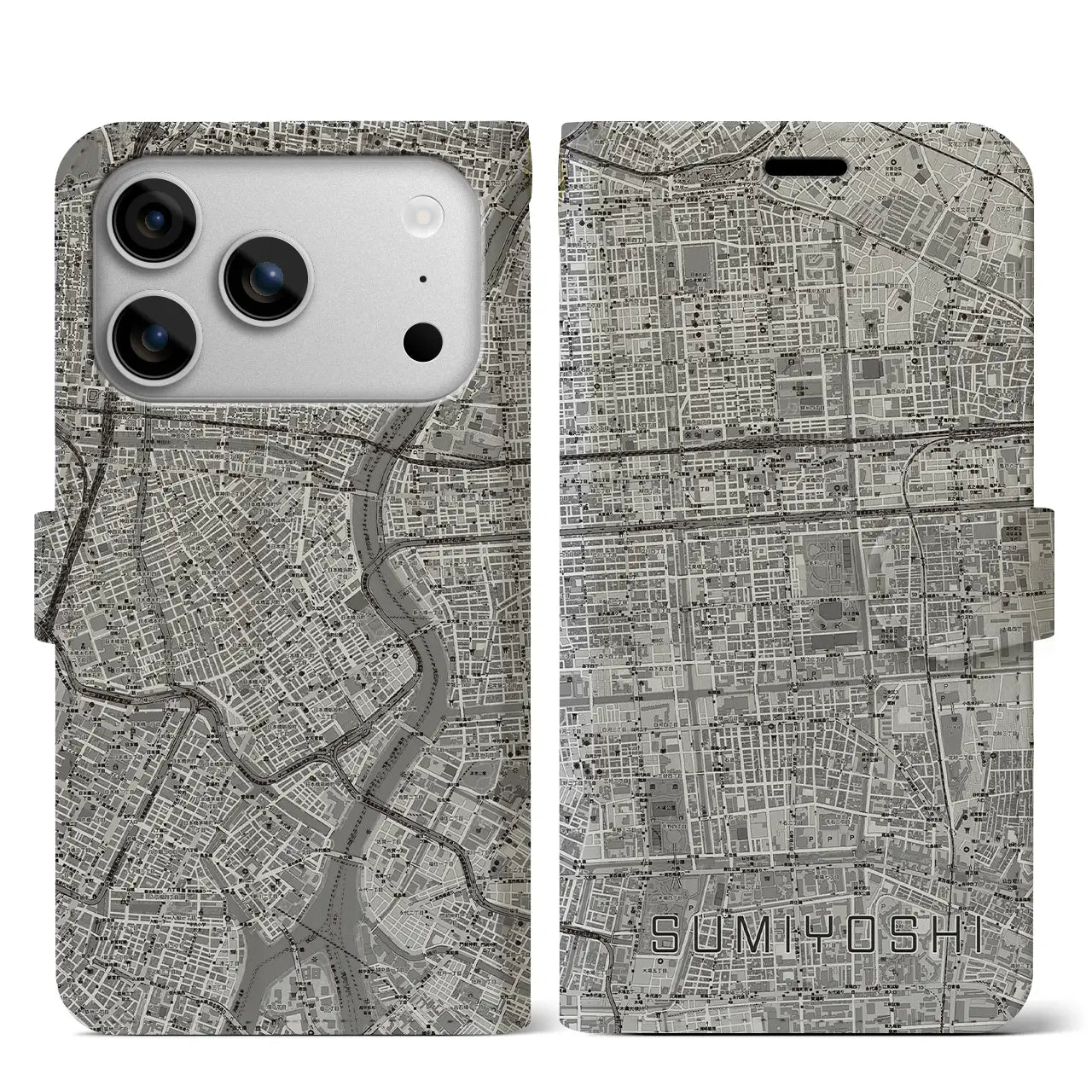 【住吉（東京都）】地図柄iPhoneケース（手帳タイプ）
