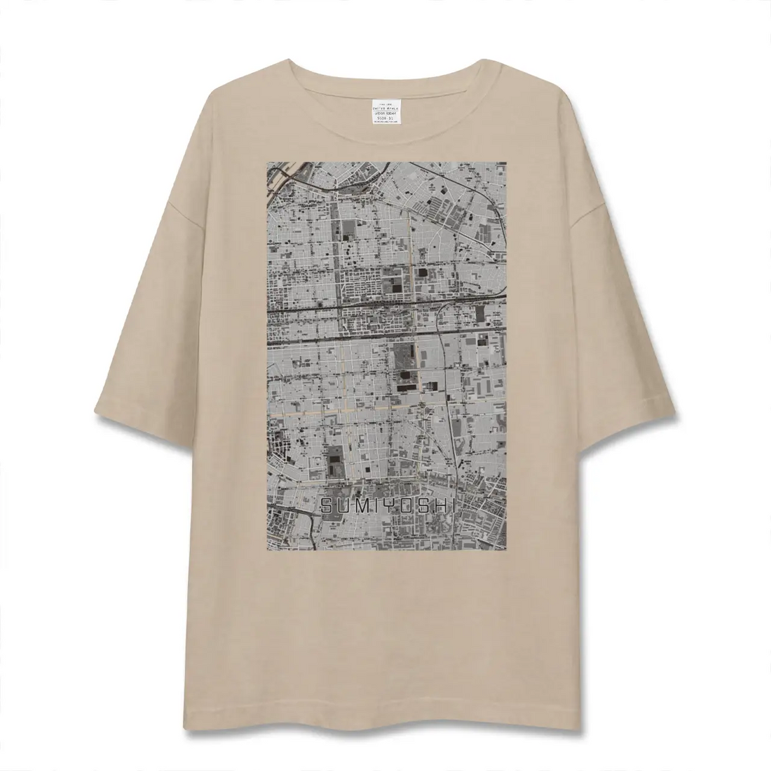 【住吉（東京都）】地図柄ビッグシルエットTシャツ