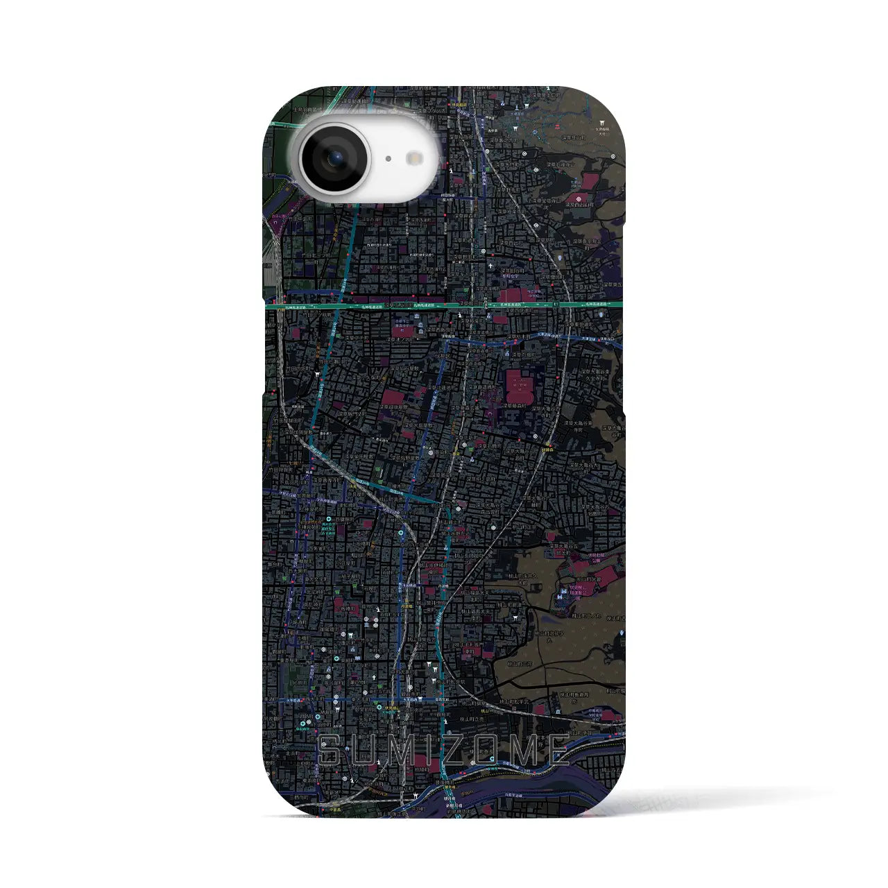 【墨染（京都府）】地図柄iPhoneケース（バックカバータイプ）