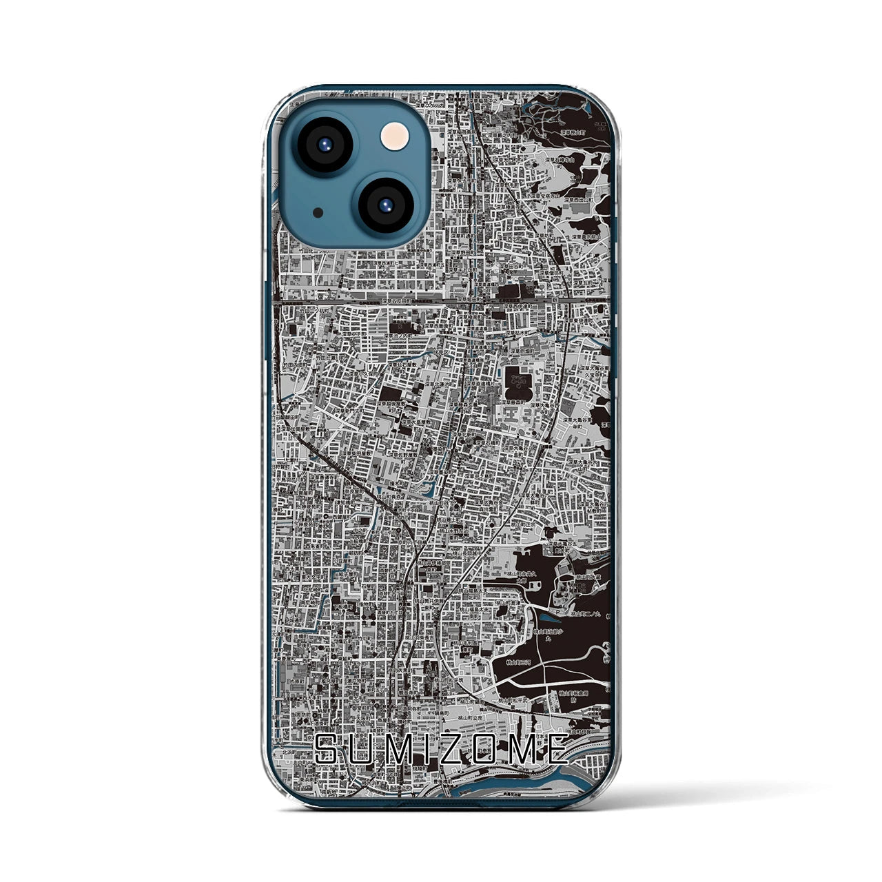 【墨染（京都府）】地図柄iPhoneケース（クリアタイプ）