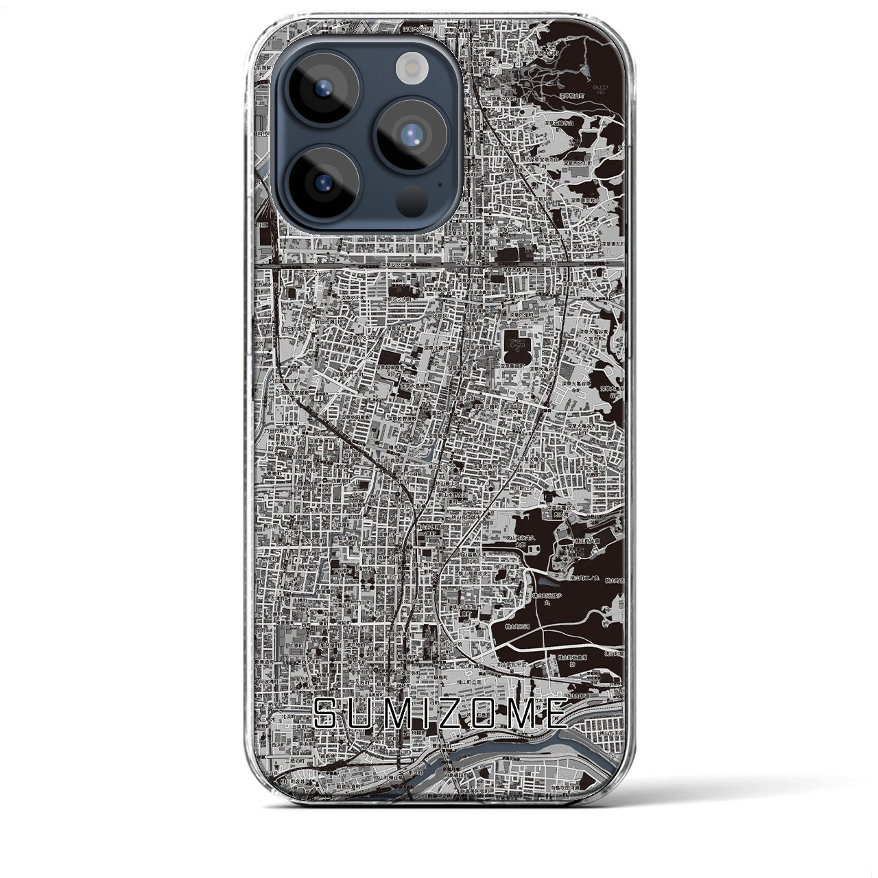 【墨染（京都府）】地図柄iPhoneケース（クリアタイプ）
