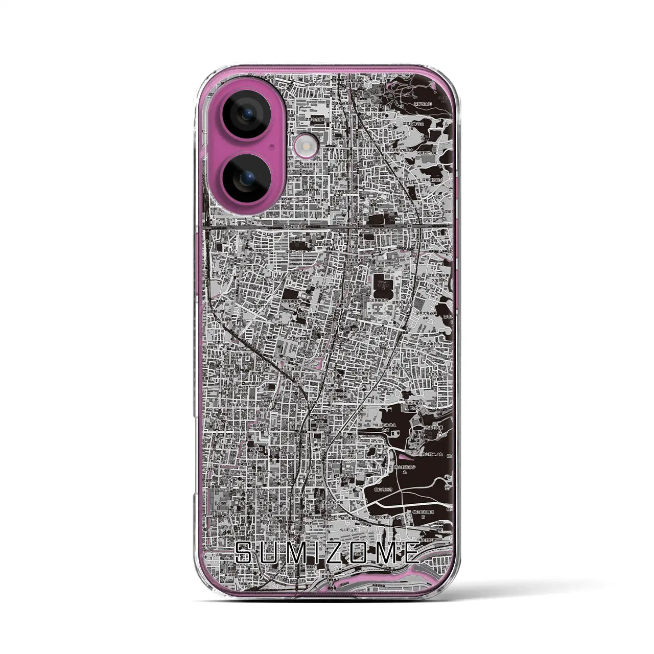 【墨染（京都府）】地図柄iPhoneケース（クリアタイプ）